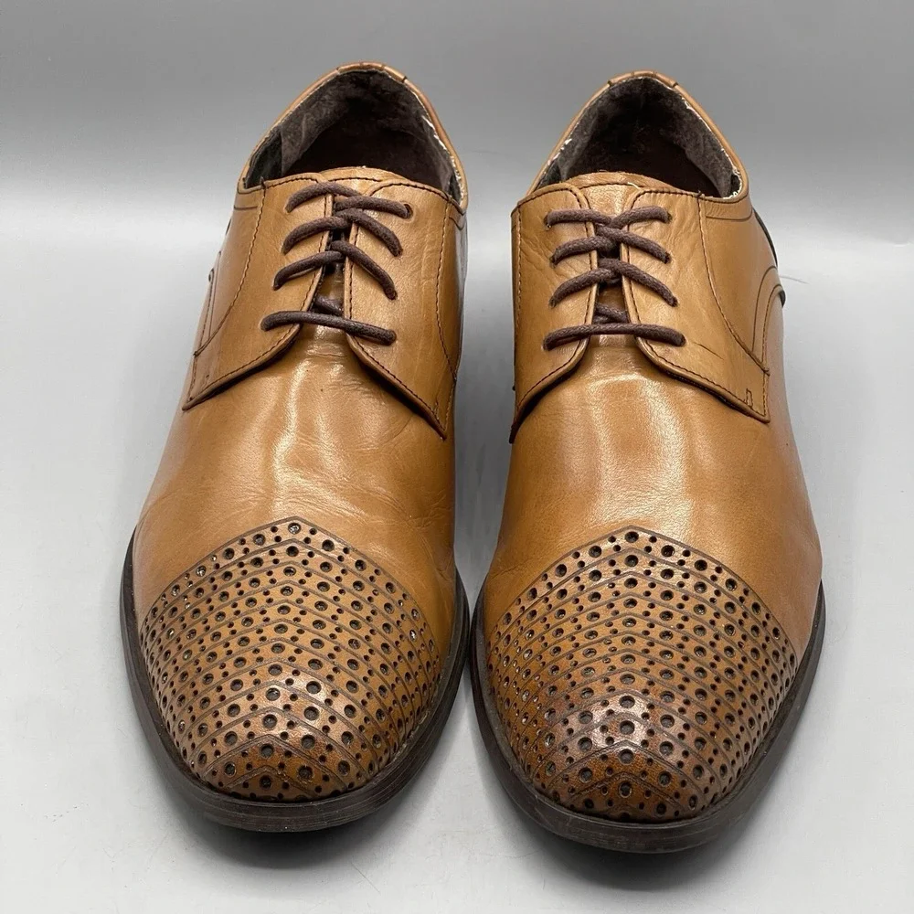 Stacy Adams Men's‎ 7 Shoes Brown Leather Derby Laser Cut 24911